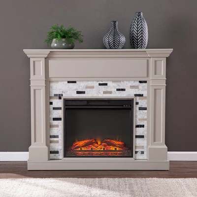 Talsham Base Electric Fireplace With Marble Surround Gray - Aiden Lane 3 Talsham Base Electric Fireplace With Marble Surround Gray - Aiden Lane - Image 3