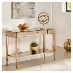 Hutton Glam Mirrored TV Stand Entry Console - Champagne Brass - Inspire Q -Cheap Furniture Store GUEST 04c9ff71 9c40 437e ba3b fcbb3c6b29fb
