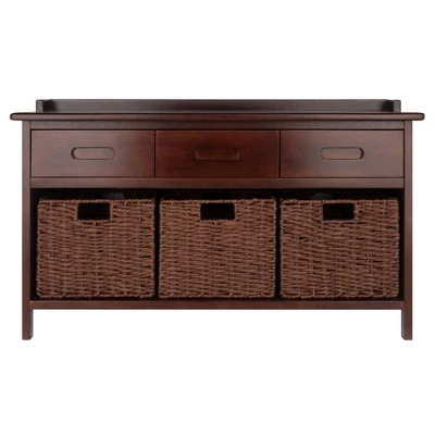 4pc Adriana Storage Bench With Baskets Walnut - Winsome 1 4pc Adriana Storage Bench With Baskets Walnut - Winsome