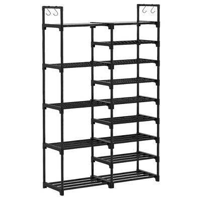 WOWLIVE 9-Tier Large Stackable Metal Shoe Rack Shelf Storage Tower Unit Cabinet Organizer For Closets, Fits 30 To 35 Pairs, Black 1 WOWLIVE 9-Tier Large Stackable Metal Shoe Rack Shelf Storage Tower Unit Cabinet Organizer For Closets, Fits 30 To 35 Pairs, Black