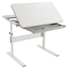 Mount-It! Height Adjustable Desk For Kids, Children's Workstation With Tilting Desktop And Drawer For Storage, Writing, Drawing, Reading & Studying