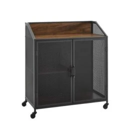 Urban Industrial Metal Mesh Bar Cart With Wheels - Saracina Home -Cheap Furniture Store GUEST 1693720a 5786 48d6 a0b4 cb525df83ab4