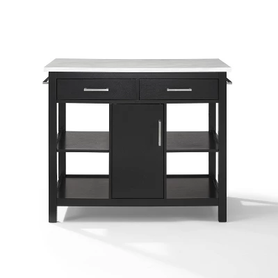 Audrey Faux Marble Top Kitchen Island Black - Crosley 2 Audrey Faux Marble Top Kitchen Island Black - Crosley - Image 2