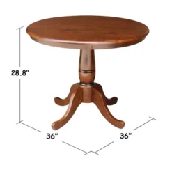 36" Round Top Pedestal Dining Table Brown - International Concepts