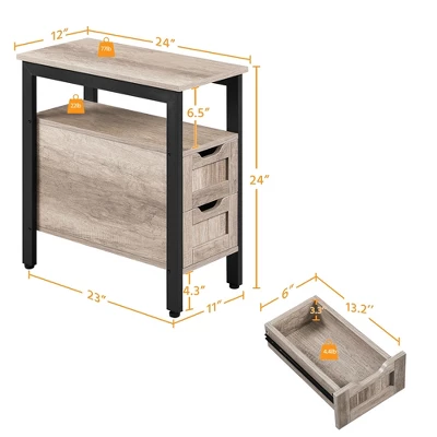 Yaheetech Vintage Side Table End Table With 2 Drawer, Gray 2 Yaheetech Vintage Side Table End Table With 2 Drawer, Gray - Image 2