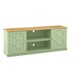 64" Natural Wood TV Stand For TVs Up To 70" Green - Festivo