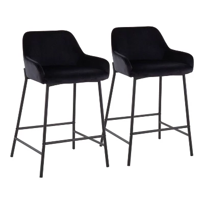 Set Of 2 Daniella Metal/Velvet Counter Height Barstools - LumiSource 10 Set Of 2 Daniella Metal/Velvet Counter Height Barstools - LumiSource - Image 10