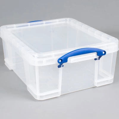 Really Useful Box 17 Liter Plastic Stackable Storage Container W/ Snap Lid & Built-In Clip Lock Handles For Home & Office Organization, Clear (2 Pack) 4 Really Useful Box 17 Liter Plastic Stackable Storage Container W/ Snap Lid & Built-In Clip Lock Handles For Home & Office Organization, Clear (2 Pack) - Image 4