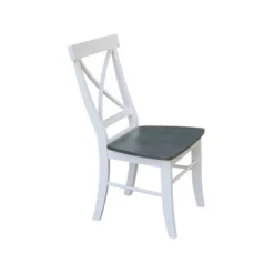 Set Of 2 X Back Chairs With Solid Wood Seat White/Gray - International Concepts -Cheap Furniture Store GUEST 24eedef5 bb5e 4956 889a f37a60ad25ab