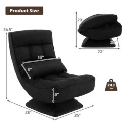 Costway 360° Swivel Floor Chair 5-Level Adjustable Lazy Chair W/ Massage Pillow GreyBlackBrown -Cheap Furniture Store GUEST 26390470 35ee 4409 95dd f34883bb3ea6