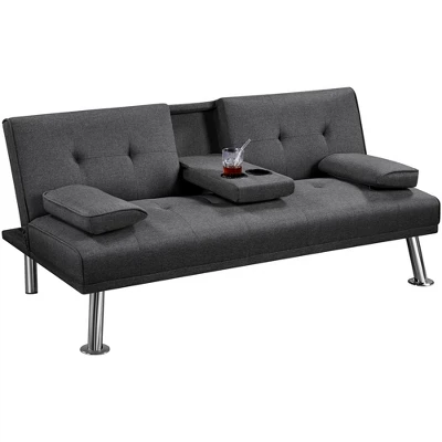 Yaheetech Convertible Futon Sofa Bed Tufted Fabric Futon With Cupholders And Pillows 10 Yaheetech Convertible Futon Sofa Bed Tufted Fabric Futon With Cupholders And Pillows - Image 10