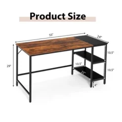 Costway 55'' Computer Desk Writing Workstation Study Table Home Office With Bookshelf Black/Rustic 13 Costway 55'' Computer Desk Writing Workstation Study Table Home Office With Bookshelf Black/Rustic -Cheap Furniture Store GUEST 2f2f1062 7392 414e bf60 dff99c7f15a8