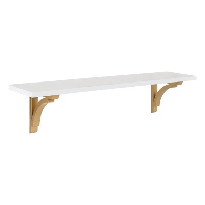 36" X 9" Corblynd Traditional Wood Wall Shelf White/Gold - Kate And Laurel 3 36" X 9" Corblynd Traditional Wood Wall Shelf White/Gold - Kate And Laurel - Image 3
