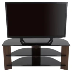 Glass Shelves TV Stand For TVs Up To 55" Walnut/Black - AVF -Cheap Furniture Store GUEST 36691c3e 4d40 474d a83d 1373a489c8df
