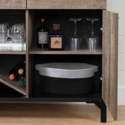Valet Buffet With Wine Storage Weathered Oak And Black - South Shore -Cheap Furniture Store GUEST 3b9a670a c04c 4316 ae0a f96b509ffa83