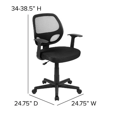 Emma And Oliver Mid-Back Mesh Swivel Ergonomic Task Office Chair - Arms 5 Emma And Oliver Mid-Back Mesh Swivel Ergonomic Task Office Chair - Arms - Image 5
