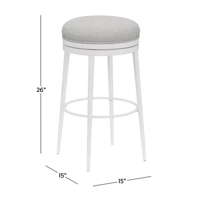 Aubrie Backless 26" Swivel Counter Height Barstool Off White/Silver - Hillsdale Furniture 5 Aubrie Backless 26" Swivel Counter Height Barstool Off White/Silver - Hillsdale Furniture - Image 5