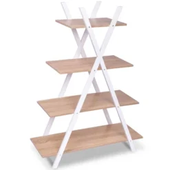 Costway 4-Tier Bookshelf Storage Display Shelves Bookcase Ladder X-Shape -Cheap Furniture Store GUEST 42d999e7 4e52 4396 b645 3a46e8df9d9b