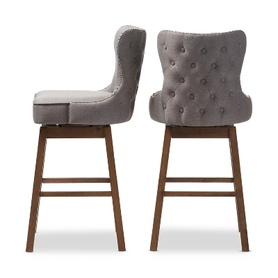 Gradisca Modern And Contemporary Wood Finishing Upholstered Barstools Set Of 2 - Baxton Studio 2 Gradisca Modern And Contemporary Wood Finishing Upholstered Barstools Set Of 2 - Baxton Studio - Image 2