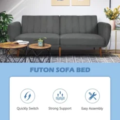 Costway Convertible Futon Sofa Bed Adjustable Couch Sleeper W/ Wood Legs NavyGreyYellow 17 Costway Convertible Futon Sofa Bed Adjustable Couch Sleeper W/ Wood Legs NavyGreyYellow -Cheap Furniture Store GUEST 48088581 845c 4cd4 bb96 ff5e9dd30d2c