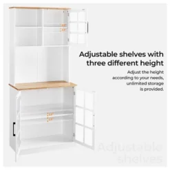 Yaheetech Kitchen Pantry Storage Kitchen Buffet With 3 Cabinets, White -Cheap Furniture Store GUEST 481005de e842 4555 a411 c208d94c56f2