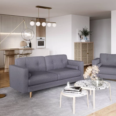 Mulberry Fabric Upholstered Modern Sofa - CorLiving 1 Mulberry Fabric Upholstered Modern Sofa - CorLiving