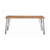 Wooden Dining Table With Live Edge Details And Metal Legs Brown - Benzara