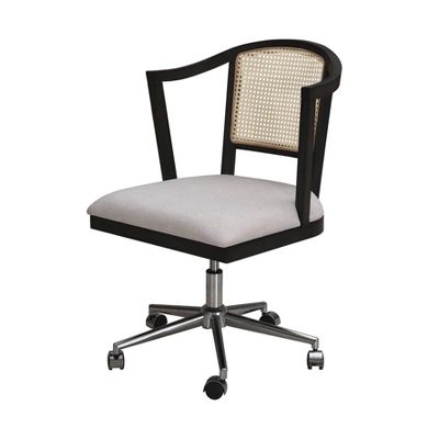 Archie Two Toned Cane Office Chair Black With Natural Cane - Abbyson Living 3 Archie Two Toned Cane Office Chair Black With Natural Cane - Abbyson Living - Image 3