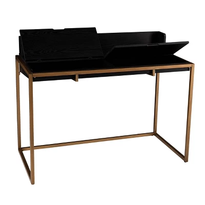 Bilcrafield Flip Top Desk With Storage Black/Gold - Aiden Lane 8 Bilcrafield Flip Top Desk With Storage Black/Gold - Aiden Lane - Image 8