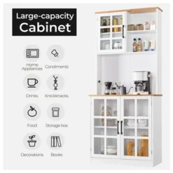 Yaheetech Kitchen Pantry Storage Kitchen Buffet With 3 Cabinets, White -Cheap Furniture Store GUEST 53dbbbc3 5008 48ac 967b baaf818ec59d