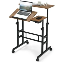 Costway Mobile Stand Up Desk Adjustable Computer Desk Tilting Workstation -Cheap Furniture Store GUEST 566fa188 a354 4d6b 9781 83339f1d5df5
