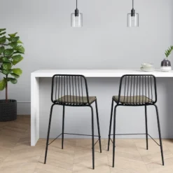 Set Of 2 Sodra Rounded Seat Wire Counter Height Barstool Black - Thresholdâ„¢