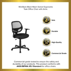 Emma And Oliver Mid-Back Mesh Swivel Ergonomic Task Office Chair - Arms 25 Emma And Oliver Mid-Back Mesh Swivel Ergonomic Task Office Chair - Arms -Cheap Furniture Store GUEST 5b1c6920 bfea 4fd4 9789 6e052226aa30
