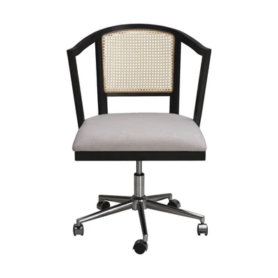 Archie Two Toned Cane Office Chair Black With Natural Cane - Abbyson Living 2 Archie Two Toned Cane Office Chair Black With Natural Cane - Abbyson Living - Image 2
