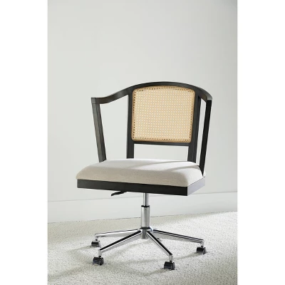 Archie Two Toned Cane Office Chair Black With Natural Cane - Abbyson Living 1 Archie Two Toned Cane Office Chair Black With Natural Cane - Abbyson Living
