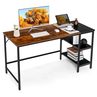 Costway 55'' Computer Desk Writing Workstation Study Table Home Office With Bookshelf Black/Rustic 10 Costway 55'' Computer Desk Writing Workstation Study Table Home Office With Bookshelf Black/Rustic - Image 10