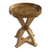 Side Table - Mango Wood Pedestal Table For Couch, Loveseat, Entryway, Or Bed - Farmhouse Living Room Furniture By Lavish Home (Natural)