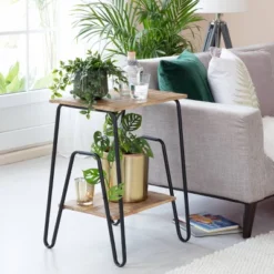 Cooper Industrial Side Table Brown - ClickDecor