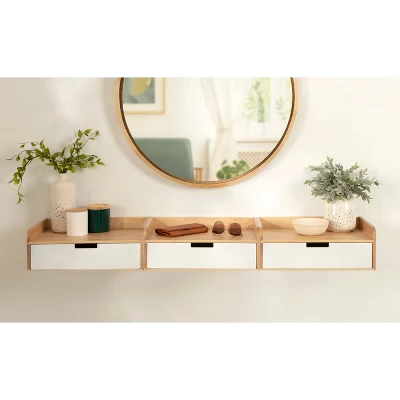 18" X 7" Kitt Floating Side Table Shelf White/Natural - Kate & Laurel All Things Decor 8 18" X 7" Kitt Floating Side Table Shelf White/Natural - Kate & Laurel All Things Decor - Image 8