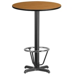 Emma And Oliver 30" Round Laminate Bar Table With 22"x22" Foot Ring Base
