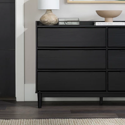 Mid-Century Modern Solid Wood 6 Drawer Double Dresser - Saracina Home 9 Mid-Century Modern Solid Wood 6 Drawer Double Dresser - Saracina Home - Image 9