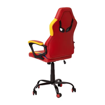 BlackArc High Back Gaming Chair With Red And Yellow Faux Leather Upholstery, Adjustable Swivel Seat And Padded Flip-Up Arms 2 BlackArc High Back Gaming Chair With Red And Yellow Faux Leather Upholstery, Adjustable Swivel Seat And Padded Flip-Up Arms - Image 2
