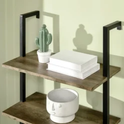 HOMCOM Industrial 5 Tier Ladder Shelf, Wall Mount Storage Shelves Bookcase With Metal Frame, Corner Unit, Plant Flower Rack For Living Room, Balcony, Brown -Cheap Furniture Store GUEST 71a96e6f 40df 4b7f a429 3788a60a3b30