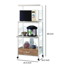 Commodious Kitchen Shelf On Casters White - Benzara -Cheap Furniture Store GUEST 75338f13 3dfc 4c6a 8051 b1f17ea4fa27