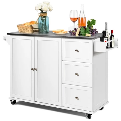 Costway Kitchen Island 2-Door Storage Cabinet Stainless Steel Top W/ Drawers 9 Costway Kitchen Island 2-Door Storage Cabinet Stainless Steel Top W/ Drawers - Image 9