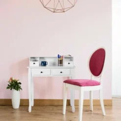 Costway Home Office Computer Desk Writing Desk With 4 Drawer White