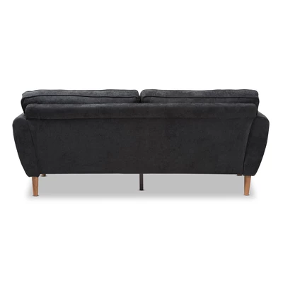 Miranda Mid-Century Modern Fabric Upholstered Sofa Dark Gray - Baxton Studio 4 Miranda Mid-Century Modern Fabric Upholstered Sofa Dark Gray - Baxton Studio - Image 4