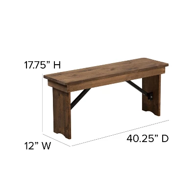 Merrick Lane Antique Solid Pine Folding Farmhouse Style Bench 8 Merrick Lane Antique Solid Pine Folding Farmhouse Style Bench - Image 8