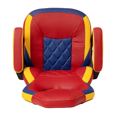 BlackArc High Back Gaming Chair With Red And Yellow Faux Leather Upholstery, Adjustable Swivel Seat And Padded Flip-Up Arms 12 BlackArc High Back Gaming Chair With Red And Yellow Faux Leather Upholstery, Adjustable Swivel Seat And Padded Flip-Up Arms - Image 12