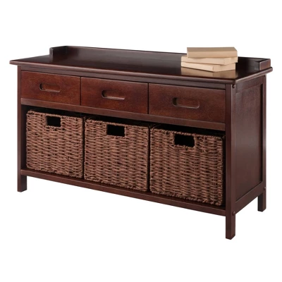 4pc Adriana Storage Bench With Baskets Walnut - Winsome 12 4pc Adriana Storage Bench With Baskets Walnut - Winsome - Image 12